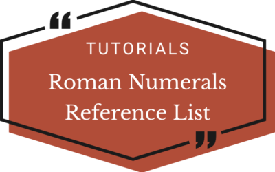 Roman Numerals Reference List
